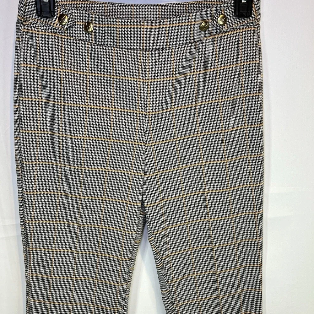 Cato Pants Womens Medium Brown‎ Plaid Check Stretch Boot Cut Office Career Work